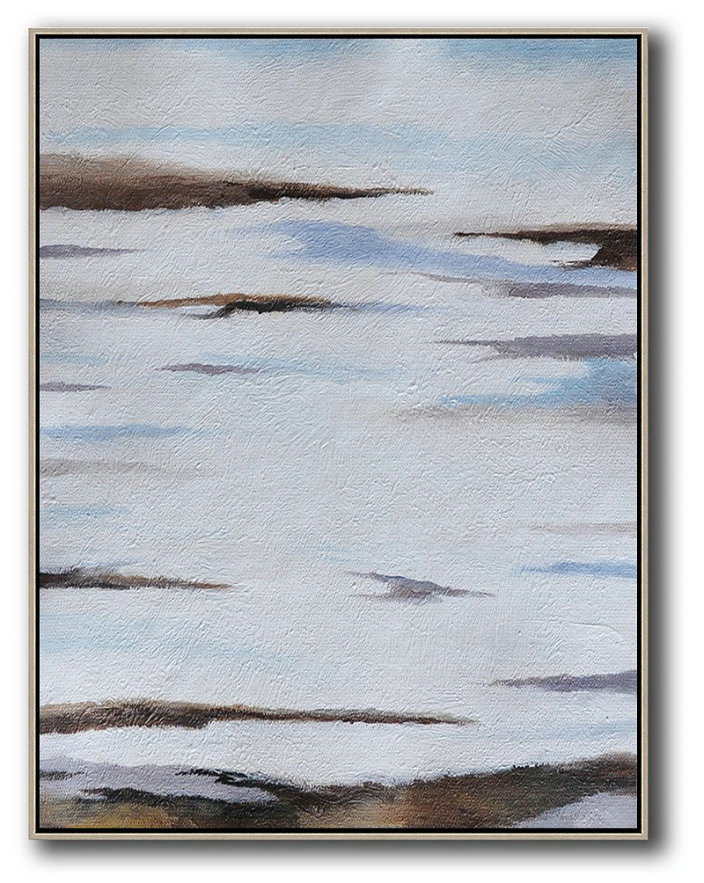 Large Abstract Art Handmade Painting,Oversized Abstract Landscape Painting,Contemporary Art Canvas Painting,Blue,White,Brown,Grey.etc